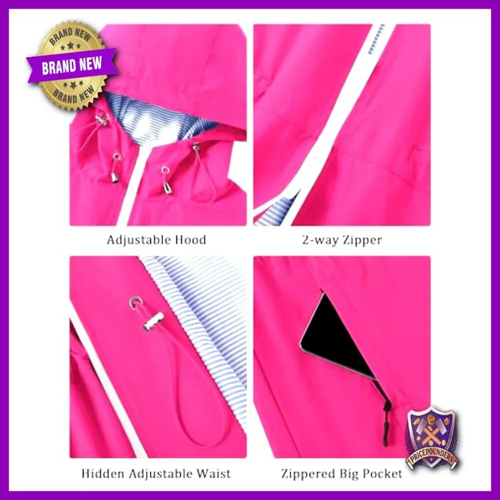 Lined Waterproof Trench Coat Windbreaker Hooded Raincoat Women's Chic Outerwear